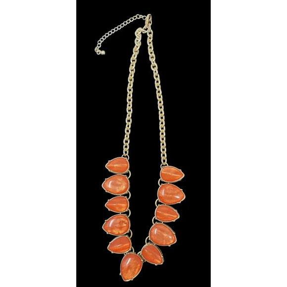 Coral Colored Statement Necklace - Picture 6 of 6